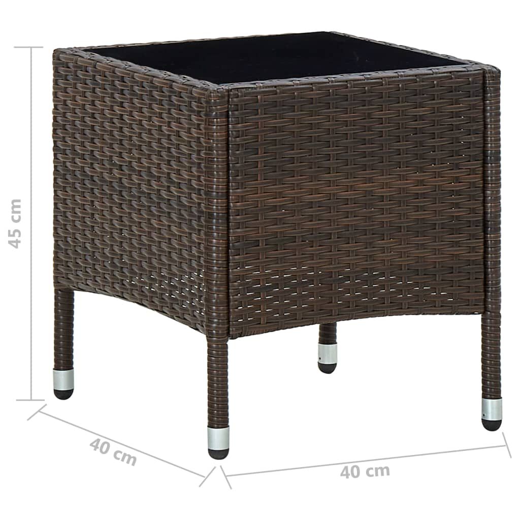 vidaXL Τραπέζι Κήπου Καφέ 40 x 40 x 45 εκ. από Συνθετικό Ρατάν