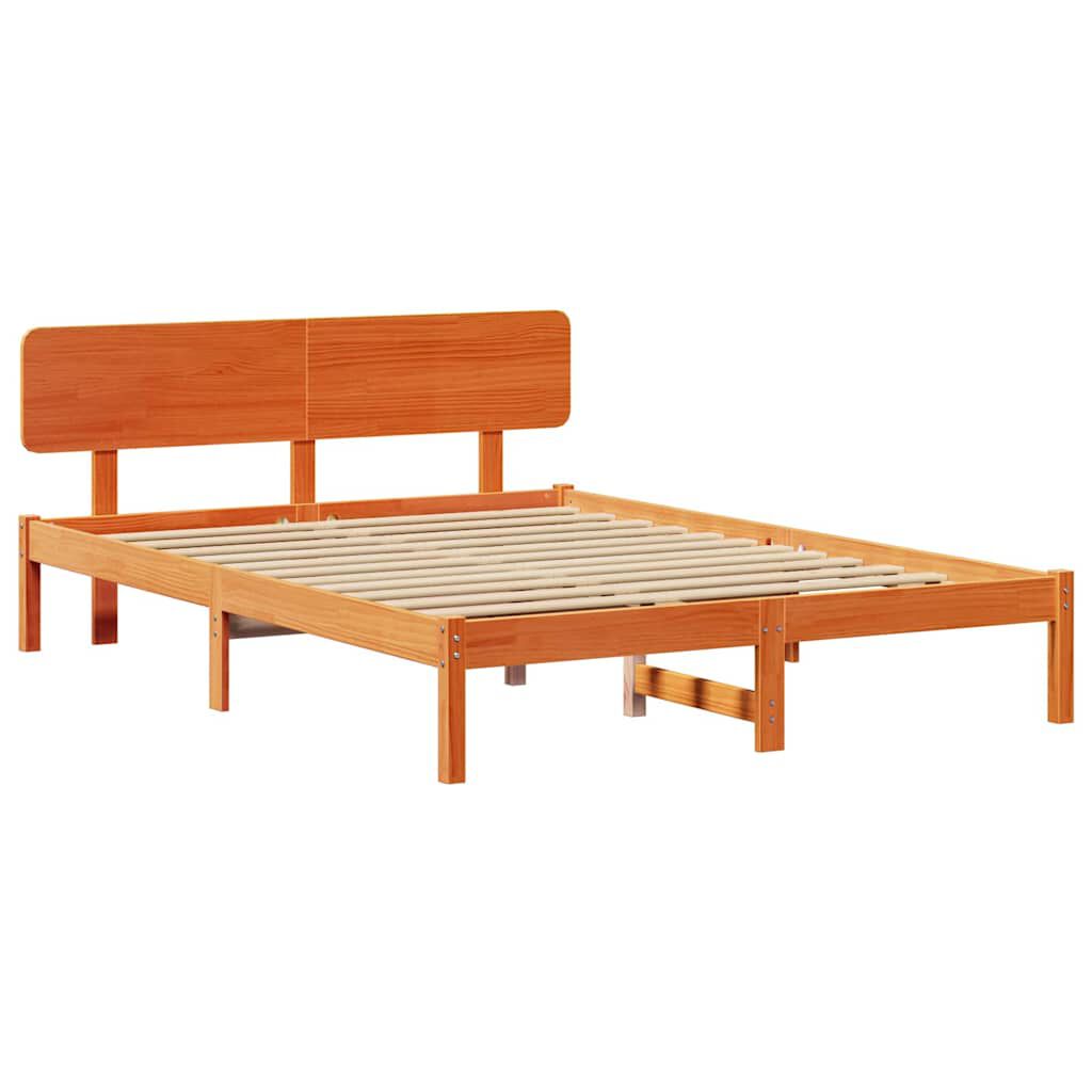 vidaXL Σκελετός Κρεβατιού Κερωτό καφέ 200 x 200 cm Μασίφ ξύλο πεύκου