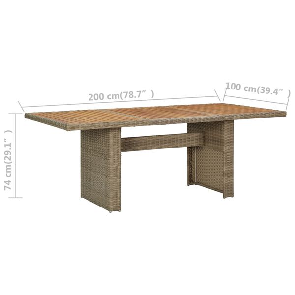 vidaXL Τραπεζαρία Κήπου Καφέ 200 x 100 x 74 εκ. από Συνθετικό Ρατάν