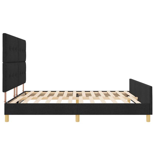 vidaXL Σκελετός Κρεβατιού με κεφαλάρι Μαύρο 200 x 200 cm ύφασμα