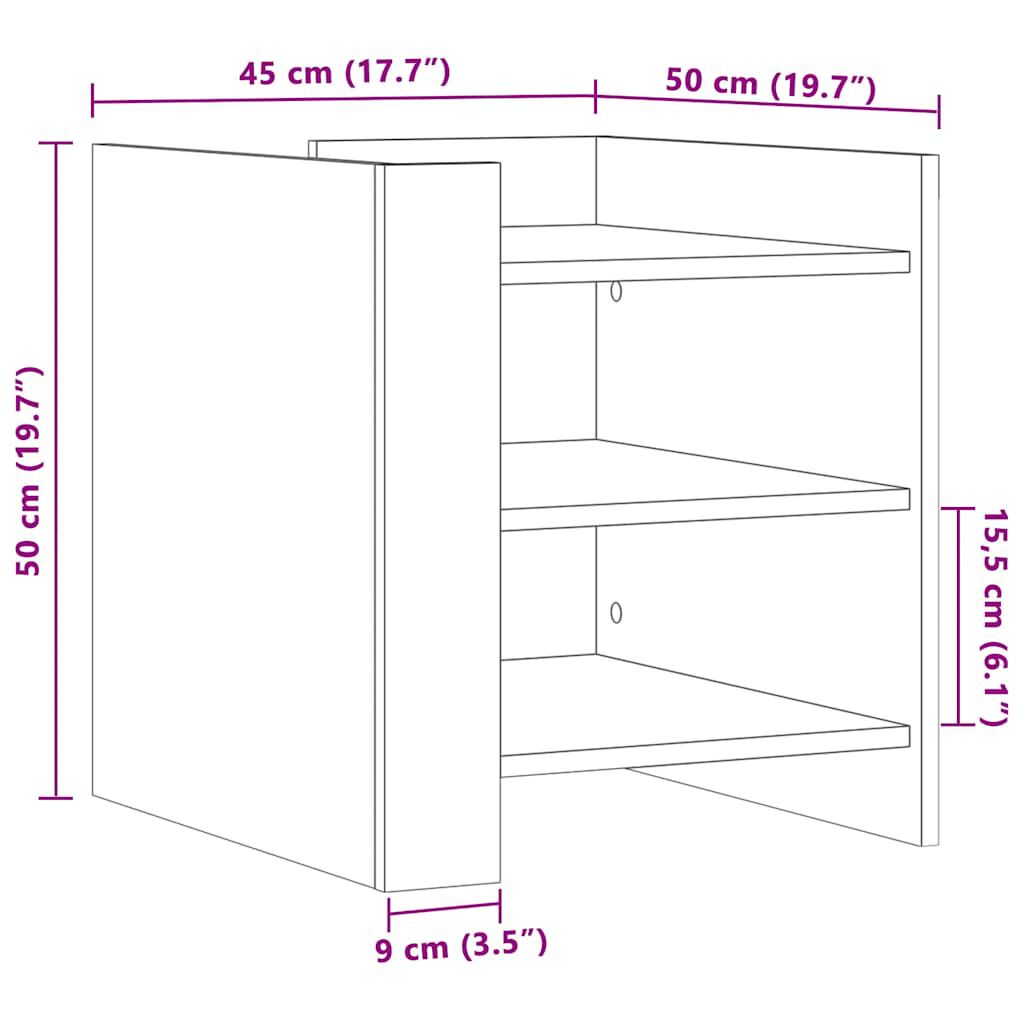 vidaXL Κομοδίνο Καπνιστή Δρυς 45x50x50 εκ. από Επεξεργασμένο Ξύλο