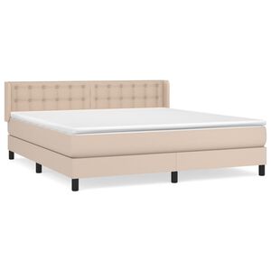 vidaXL Κρεβάτι Boxspring με Στρώμα Καπουτσίνο 180x200 εκ. Συνθ. Δέρμα