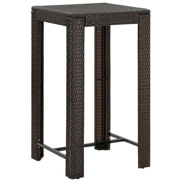 vidaXL Τραπέζι Μπαρ Κήπου Καφέ 60,5x60,5x110,5 εκ. από Συνθετικό Ρατάν