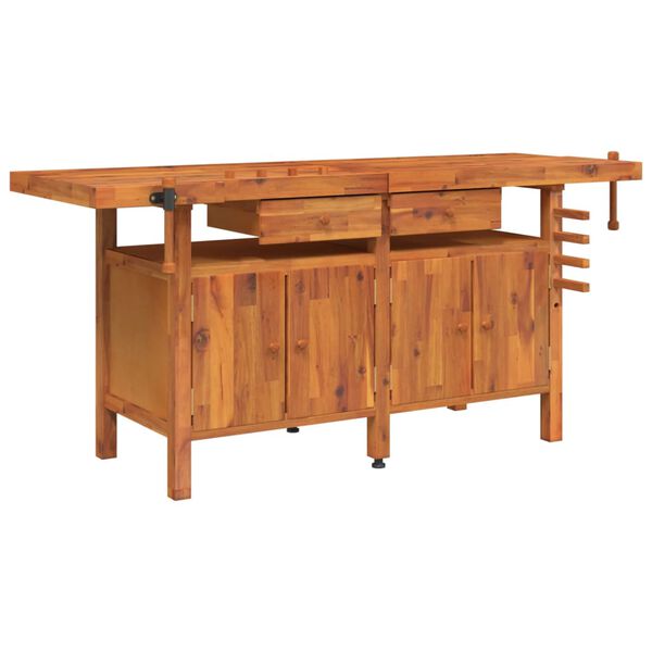 vidaXL Πάγκος Εργ. Συρτάρια/ Μέγγενες 192x62x83 εκ. Μασίφ Ξύλο Ακακίας