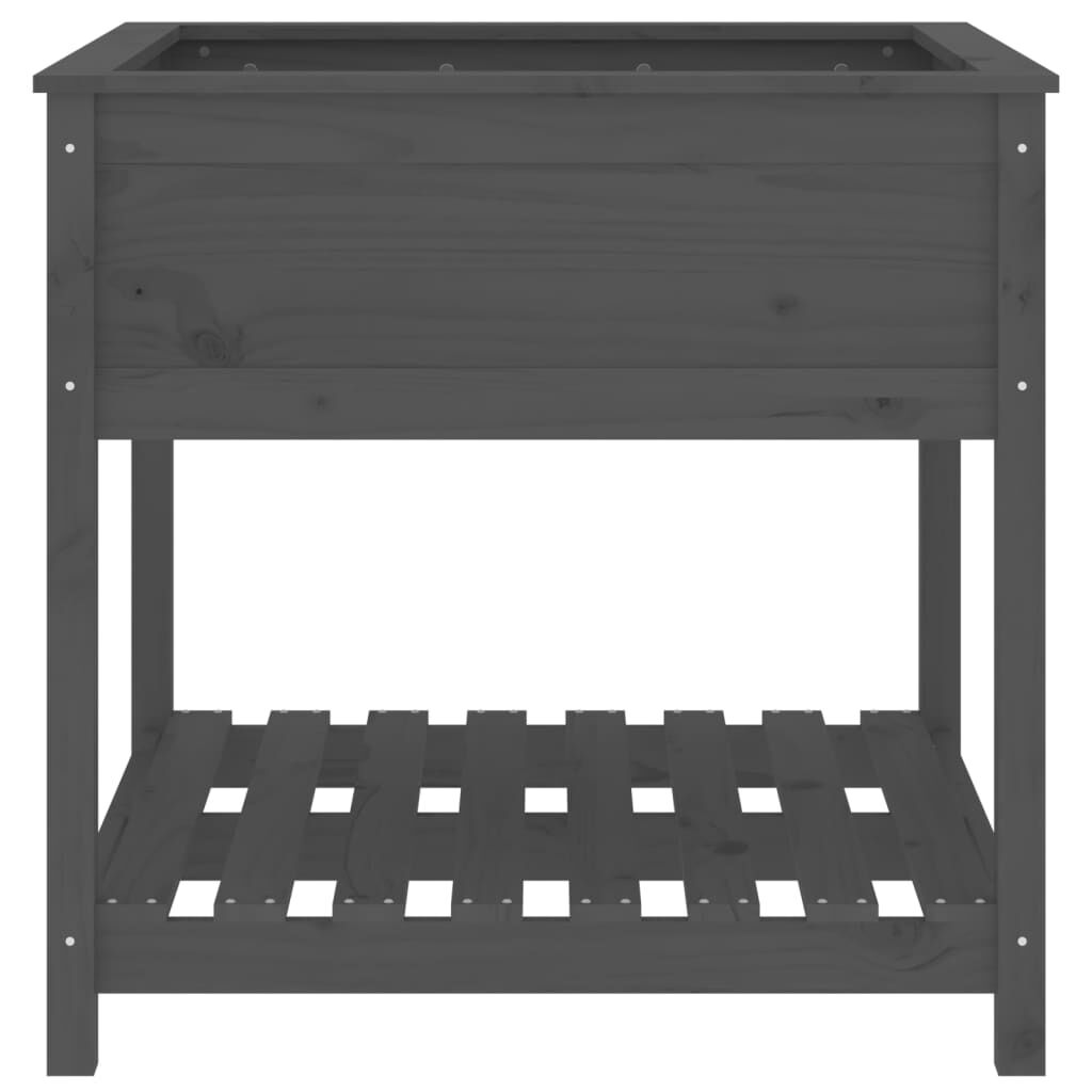 vidaXL Ζαρντινιέρα με Ράφι Γκρι 82,5x82,5x81 εκ. Μασίφ Ξύλο Πεύκου