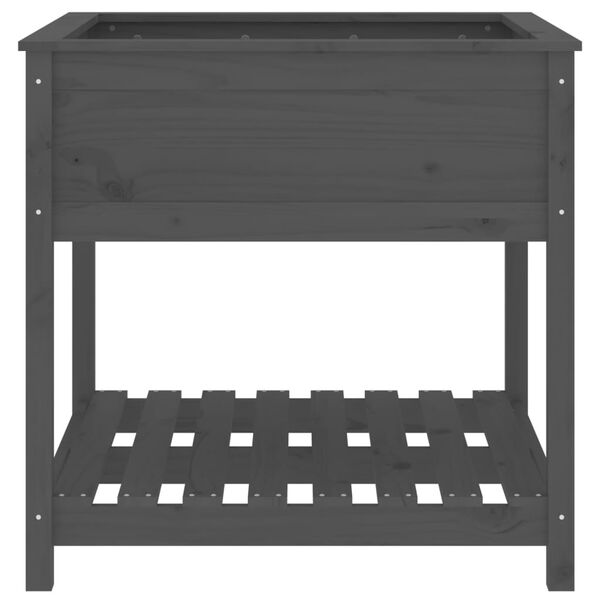 vidaXL Ζαρντινιέρα με Ράφι Γκρι 82,5x82,5x81 εκ. Μασίφ Ξύλο Πεύκου