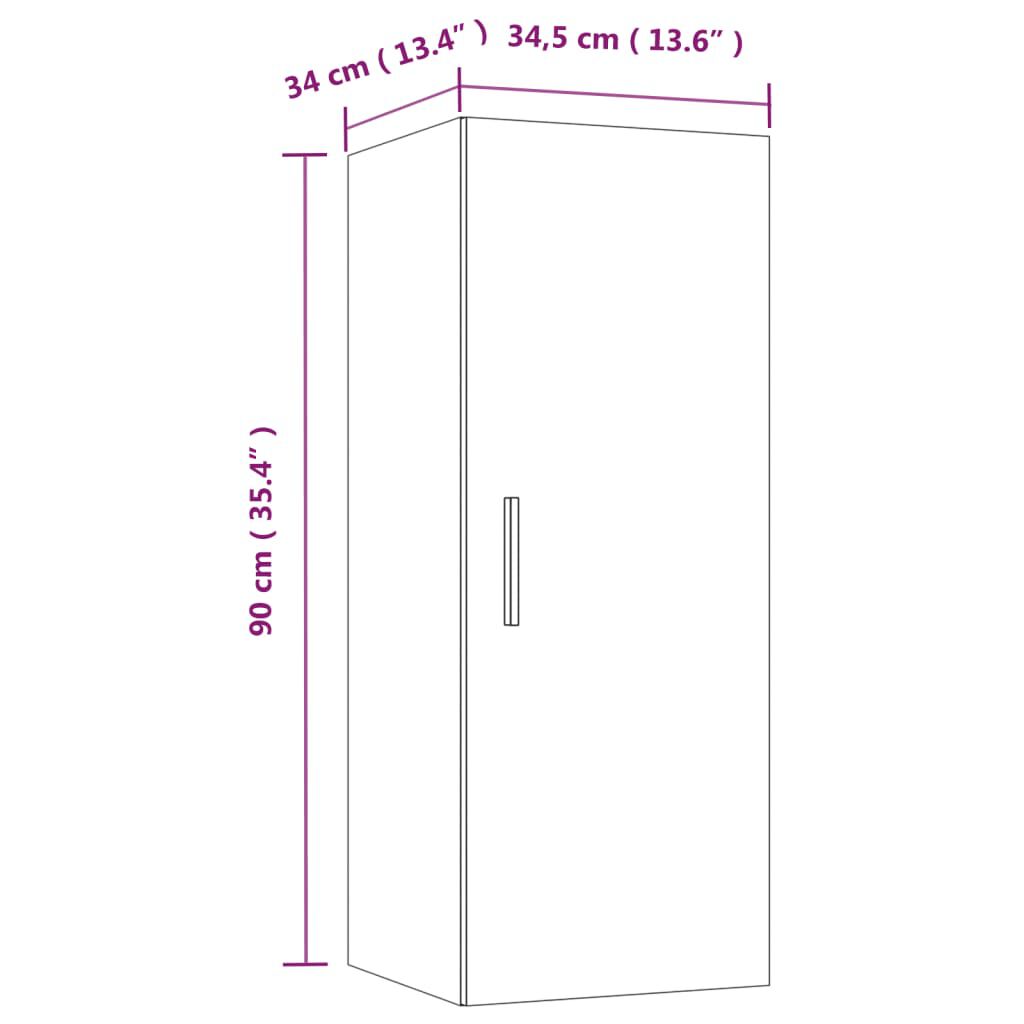 vidaXL Ντουλάπι Τοίχου Καπνιστή δρυς 34,5x34x90 εκ. Επεξεργασμένο Ξύλο