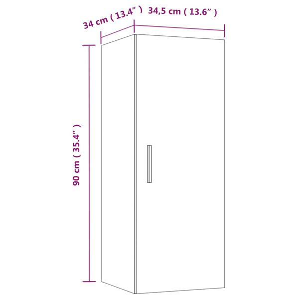 vidaXL Ντουλάπι Τοίχου Καπνιστή δρυς 34,5x34x90 εκ. Επεξεργασμένο Ξύλο
