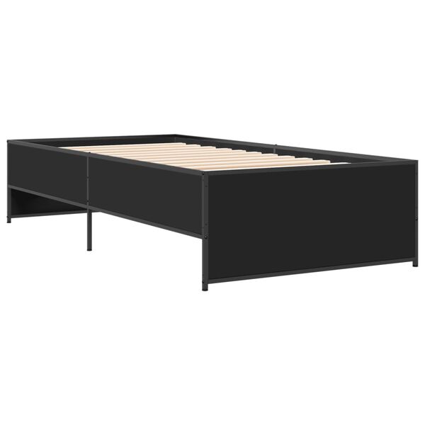 vidaXL Πλαίσιο Κρεβατιού Μαύρο 100x200 εκ. Επεξ. Ξύλο & Μέταλλο