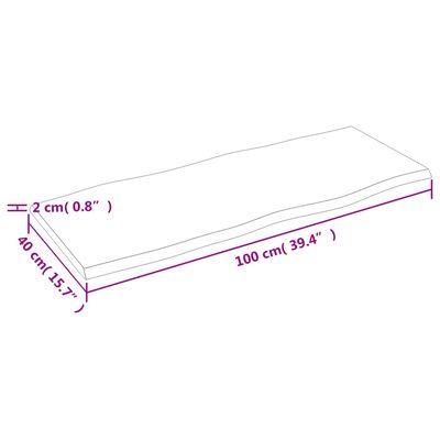 vidaXL Επιφ Τραπεζιού Αν Καφέ100x40x2εκ. Επ Μασίφ Ξύλο Δρυός Live Edge