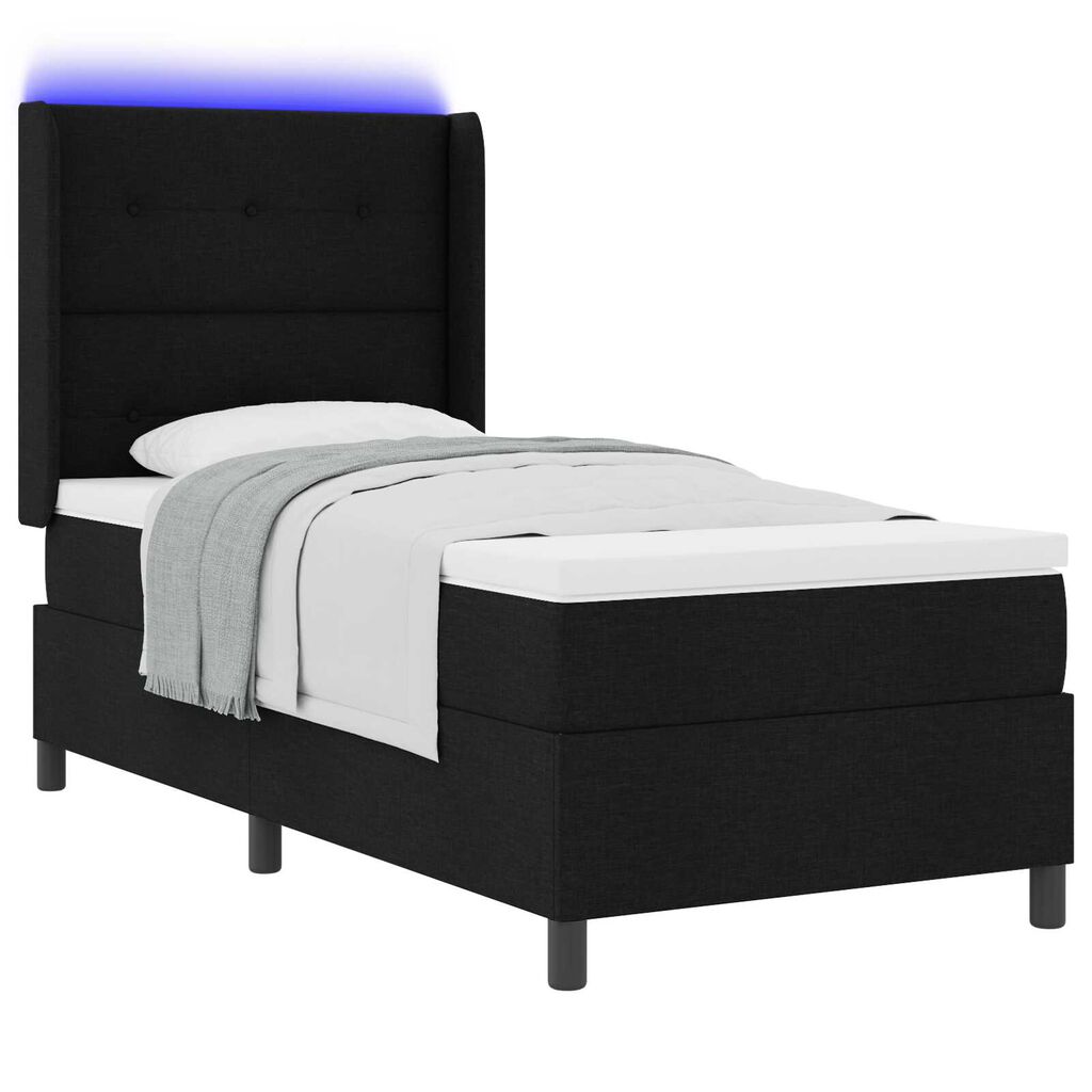 vidaXL Κρεβάτι με ελατήρια με στρώμα Μαύρο 100 x 200 cm ύφασμα