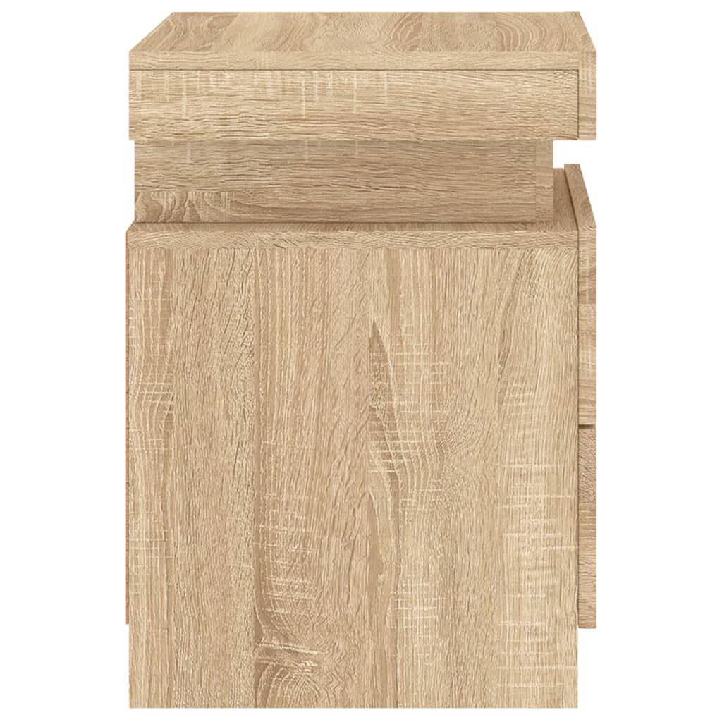 vidaXL Κομοδίνο με Φώτα LED Sonoma Δρυς 35 x 39 x 55 εκ.