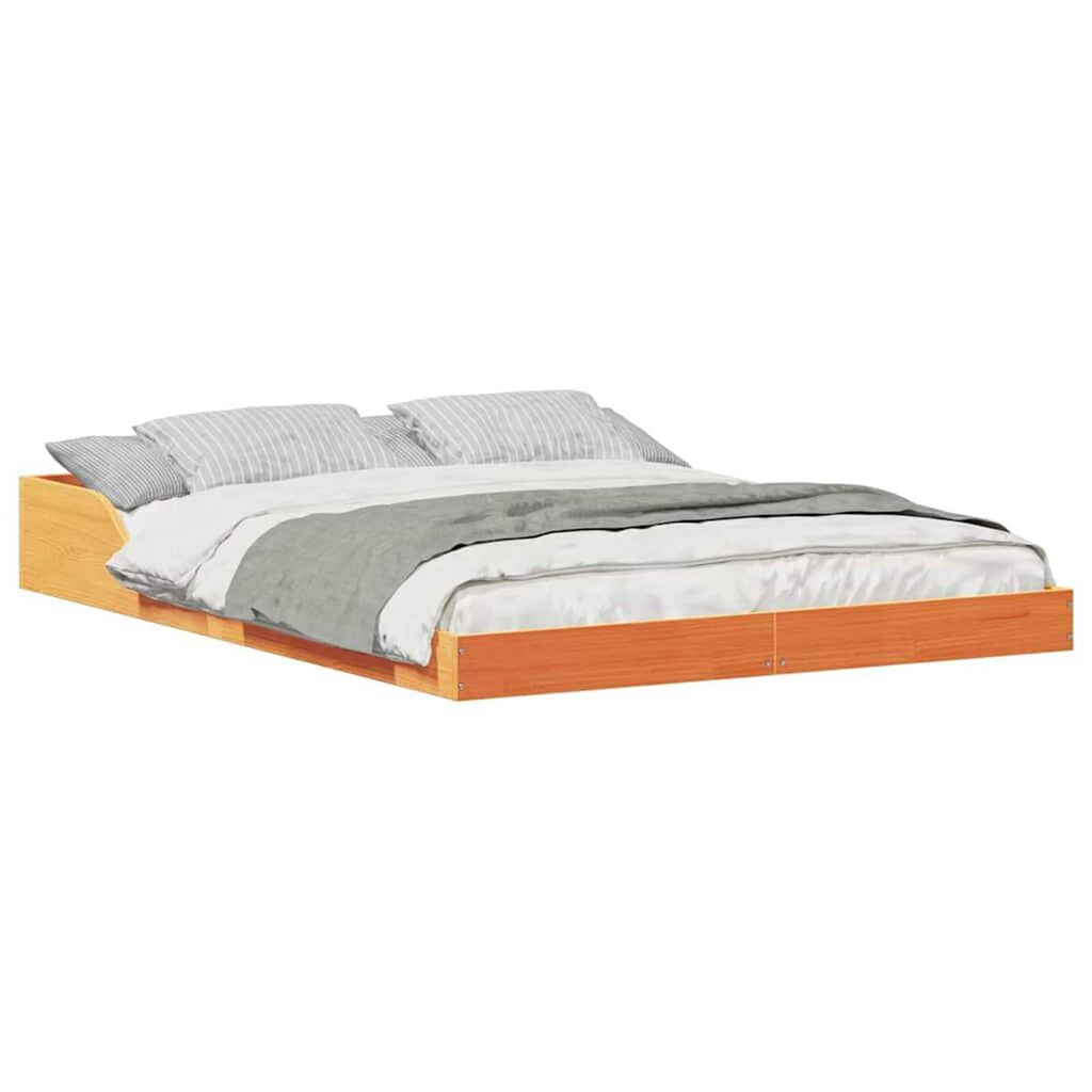 vidaXL Σκελετός Κρεβατιού Καφέ κεριού 140 x 190 cm Μασίφ ξύλο πεύκου