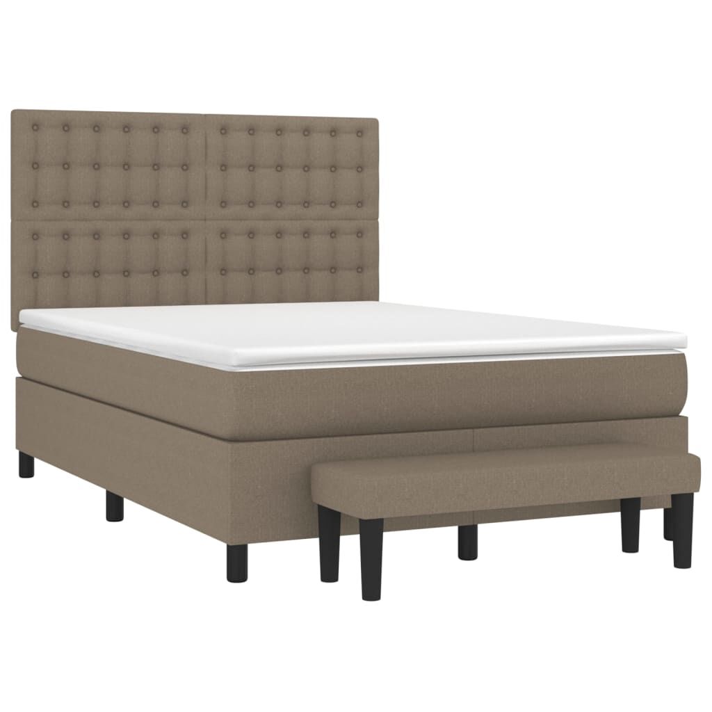 vidaXL Κρεβάτι Boxspring με Στρώμα Taupe 140x190 εκ. Υφασμάτινο