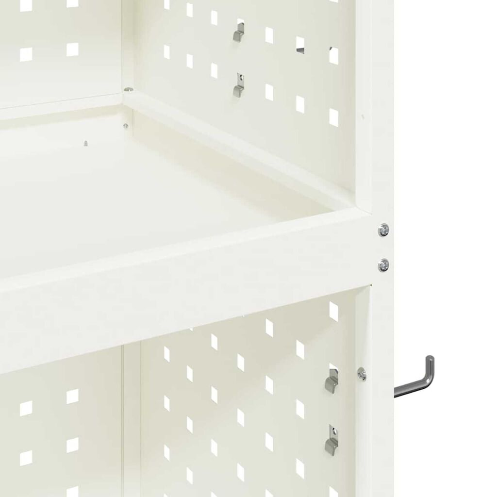 vidaXL Καρότσι εργαλείων με ράφι Λευκό 65 x 35 x 111 εκ Κρύα χάλυβας