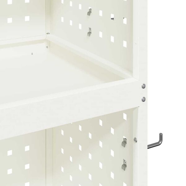 vidaXL Καρότσι εργαλείων με ράφι Λευκό 65 x 35 x 111 εκ Κρύα χάλυβας