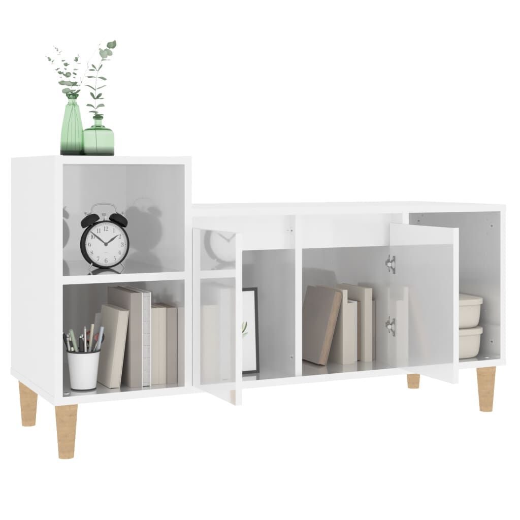 vidaXL Έπιπλο Τηλεόρασης Γυαλ. Λευκό 100x35x55 εκ. Επεξεργασμένο Ξύλο