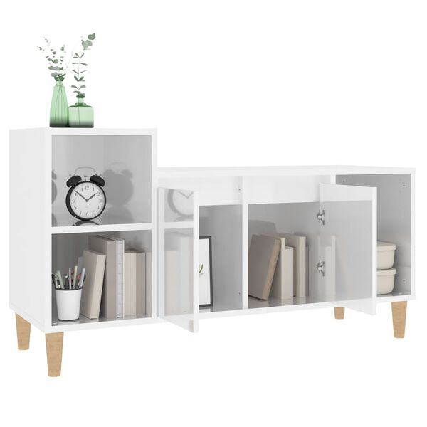 vidaXL Έπιπλο Τηλεόρασης Γυαλ. Λευκό 100x35x55 εκ. Επεξεργασμένο Ξύλο