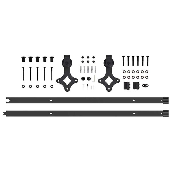 vidaXL Σετ Συρόμενης Πόρτας ORKDAL Λευκό και μαύρο 86 x 211 cm