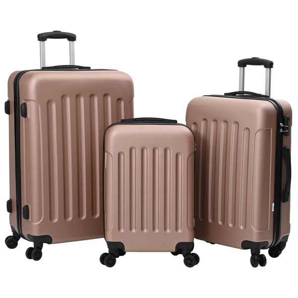 vidaXL Σετ Βαλίτσας με κλειδαριά 3 pcs ροζ χρυσό 50 x 31 x 78 εκ