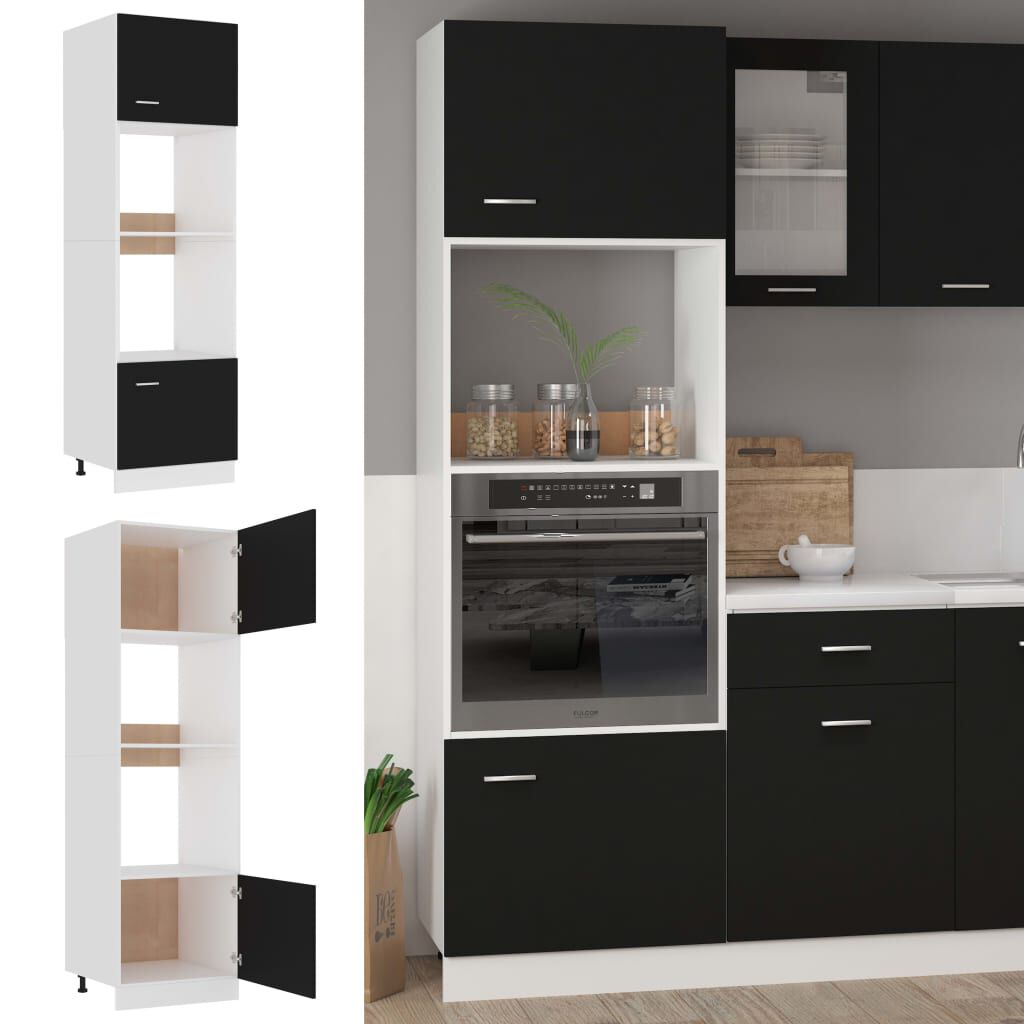 vidaXL Ντουλάπι για Φούρνο Μικροκυμάτων Lyon Μαύρο 60x57x207 εκ