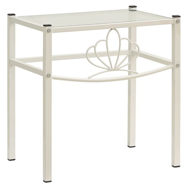 vidaXL Κομοδίνο Λευκό και Διαφανές 42,5x33x44,5εκ. από Μέταλλο & Γυαλί