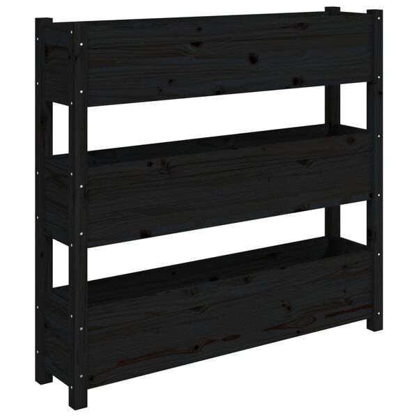 vidaXL Ζαρντινιέρα 112 x 25 x 104,5 εκ. Μαύρο από Μασίφ Ξύλο Πεύκου