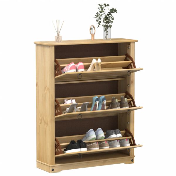 vidaXL Παπουτσοθήκη Corona 99x32x124,5 εκ. από Μασίφ Ξύλο Πεύκου