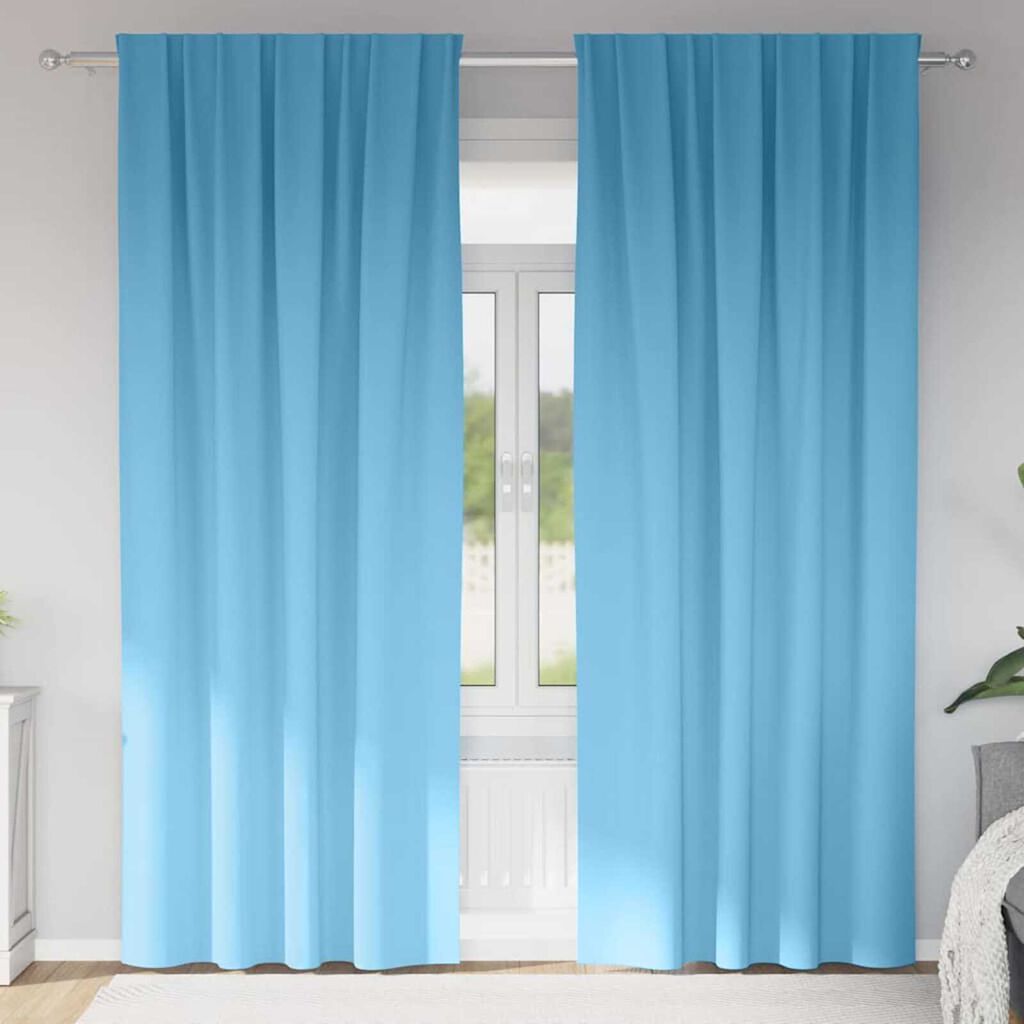 vidaXL Κουρτίνες με κουρτίνες 2 pcs Γαλάζιο Πολυεστέρας