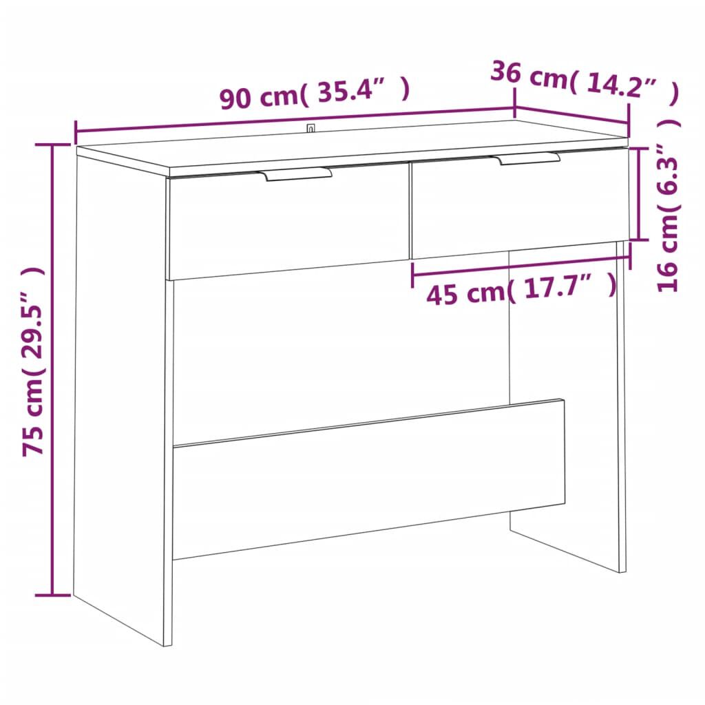 vidaXL Τραπέζι Κονσόλα Γκρι Sonoma 90x36x75 εκ. Επεξεργασμένο Ξύλο