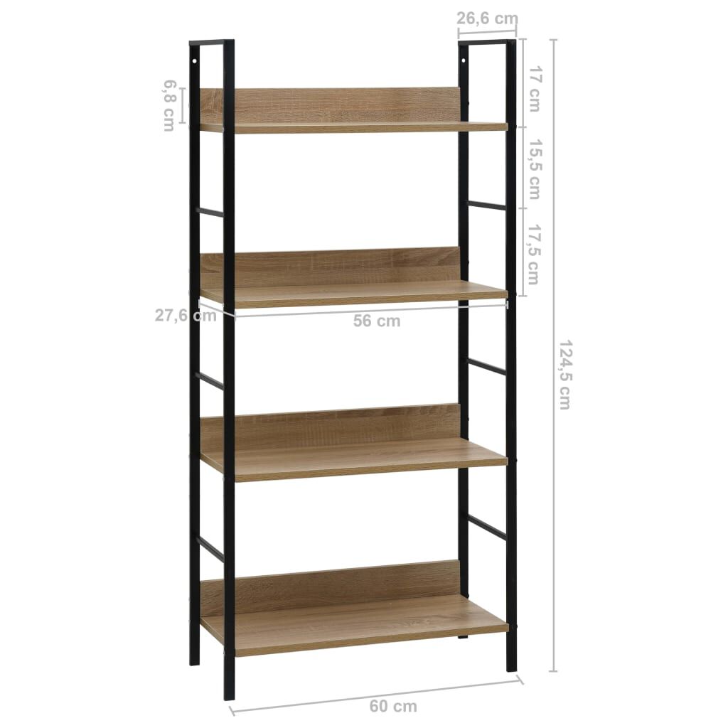vidaXL Ραφιέρα 4 Επιπέδων Δρυς 60x27,6x124,5 εκ. Επεξεργασμένο Ξύλο