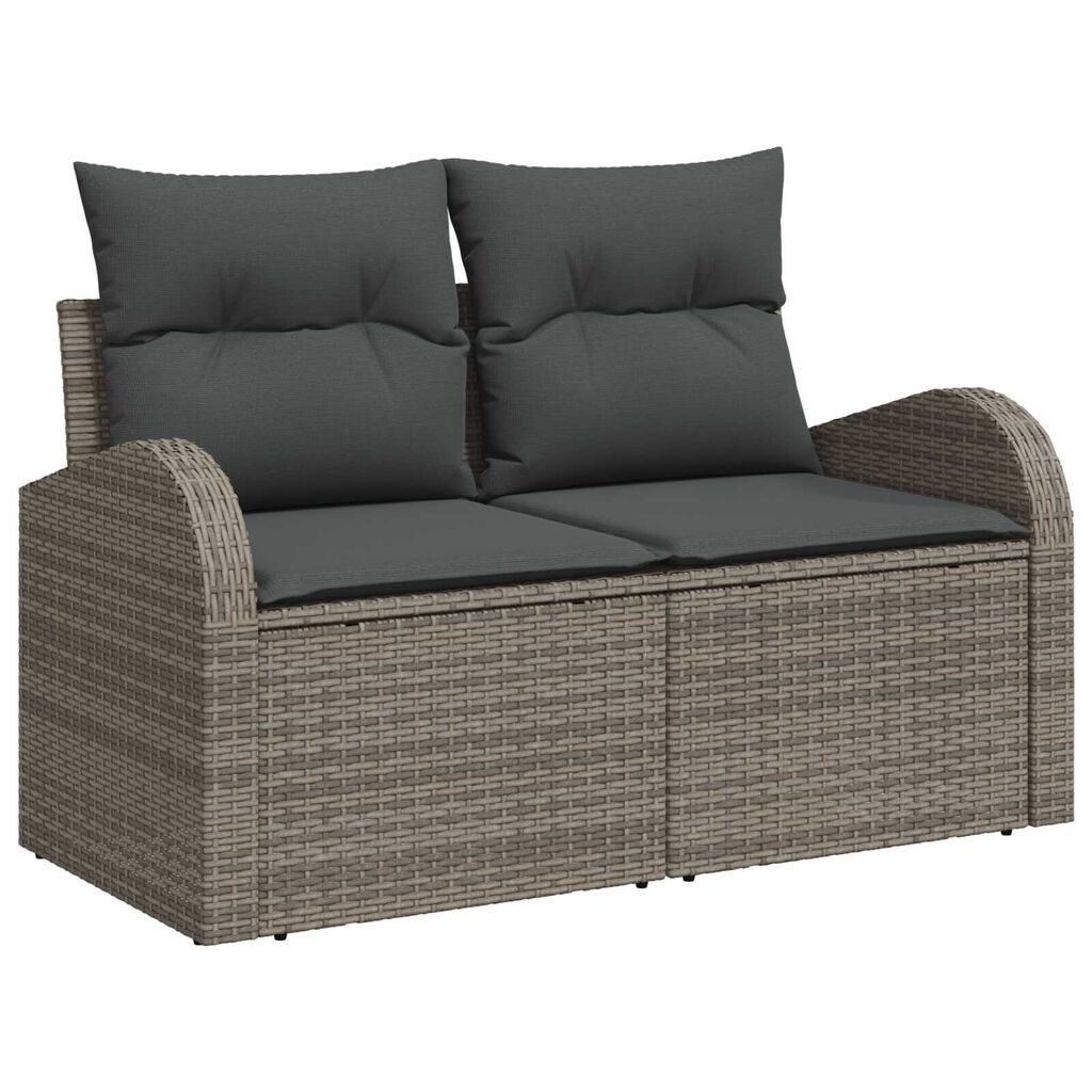 vidaXL Σετ Καναπέ Κήπου 7 pcs Γκρι Πενταθέσιος Ρατάν & Ξύλο
