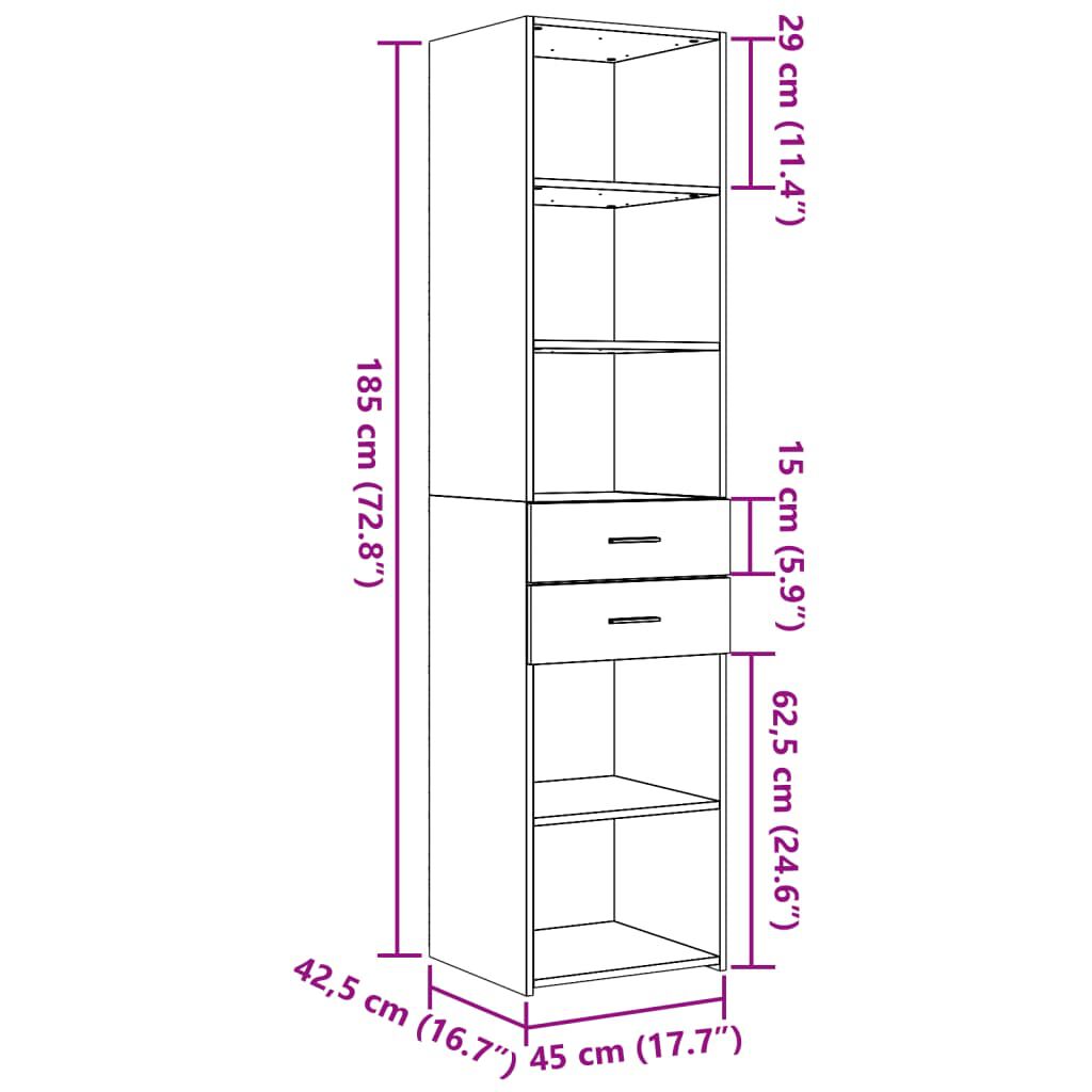 vidaXL Ντουλάπι Καπνιστή Δρυς 45x42,5x185 εκ. από Επεξεργασμένο Ξύλο