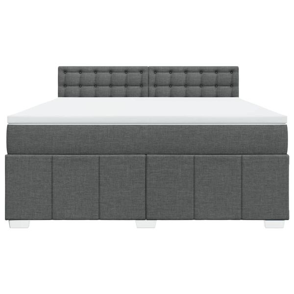 vidaXL Κρεβάτι Boxspring με Στρώμα Σκούρο Γκρι 180x200 εκ Υφασμάτιν