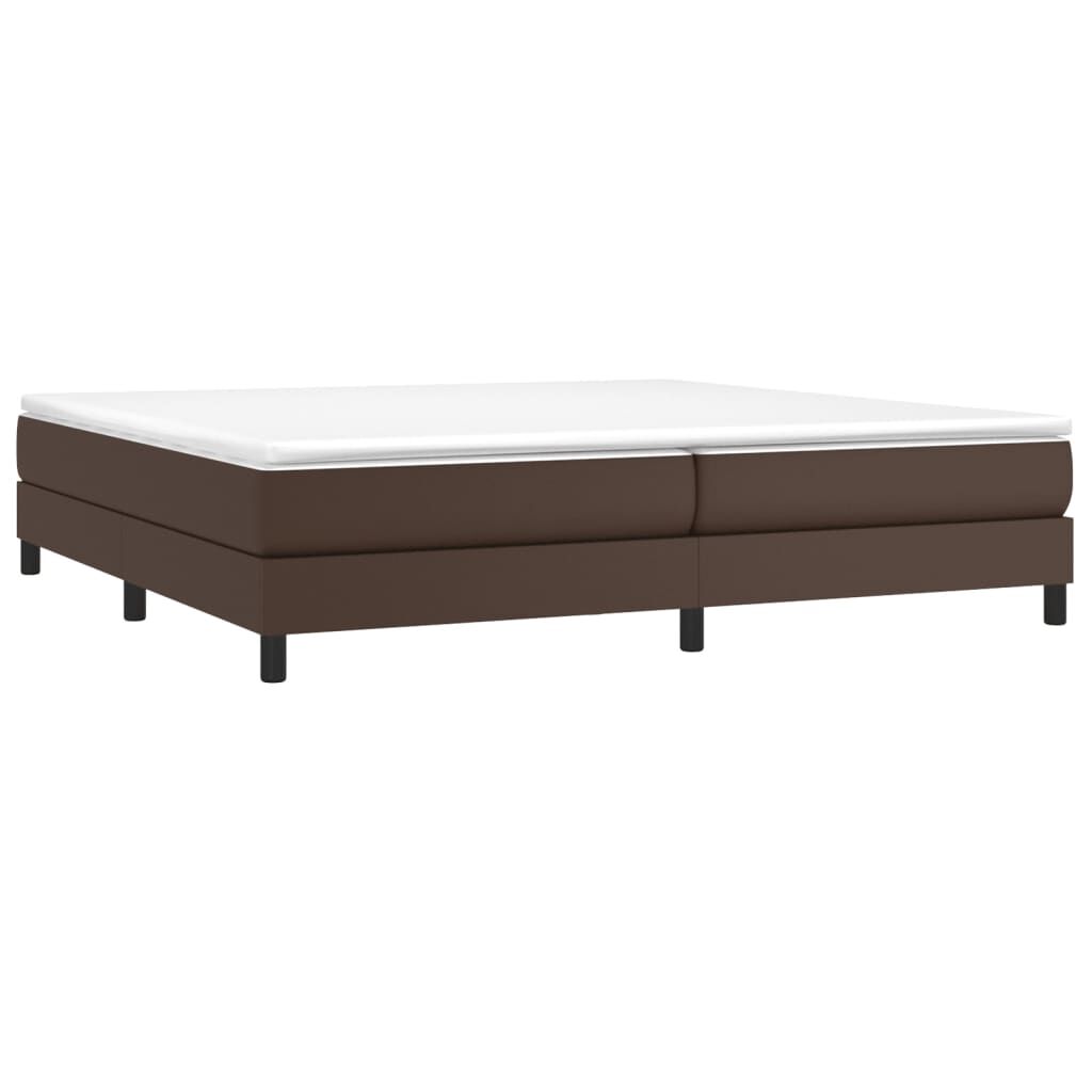 vidaXL Κρεβάτι Boxspring με Στρώμα Καφέ 200x200 εκ. Συνθετικό Δέρμα