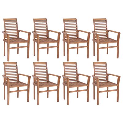 vidaXL Καρέκλες Τραπεζαρίας Στοιβαζόμενες 8 τεμ. από Μασίφ Ξύλο Teak