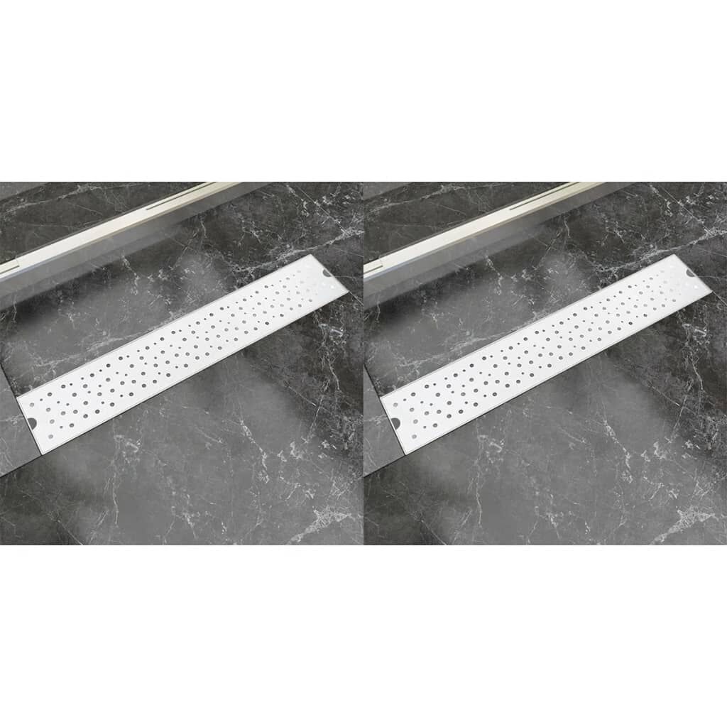 vidaXL Σιφόνια Ντουζιέρας Γραμμμικά 2 τεμ. 630x140 χιλ Ανοξείδ. Ατσάλι
