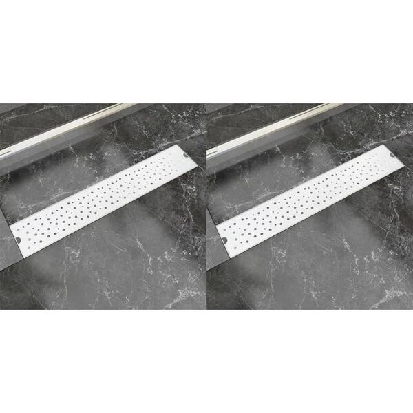 vidaXL Σιφόνια Ντουζιέρας Γραμμμικά 2 τεμ. 630x140 χιλ Ανοξείδ. Ατσάλι