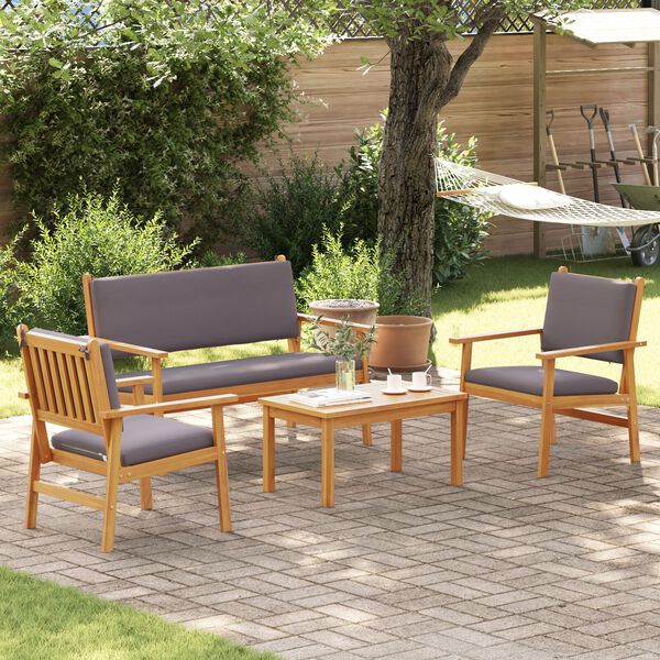 vidaXL Σετ Καναπέ Κήπου 4 pcs Καφέ 75 x 45 x 38 εκ. Μασίφ ξύλο ακακίας