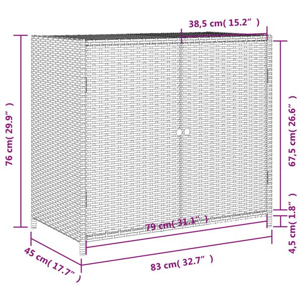 vidaXL Ντουλάπι Αποθήκευσης Κήπου Μαύρο 83x45x76 εκ. Συνθετικό Ρατάν