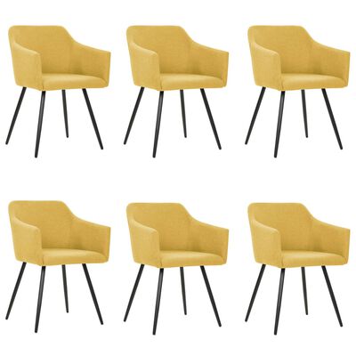 vidaXL Καρέκλες Τραπεζαρίας 6 τεμ. Κίτρινες Υφασμάτινες