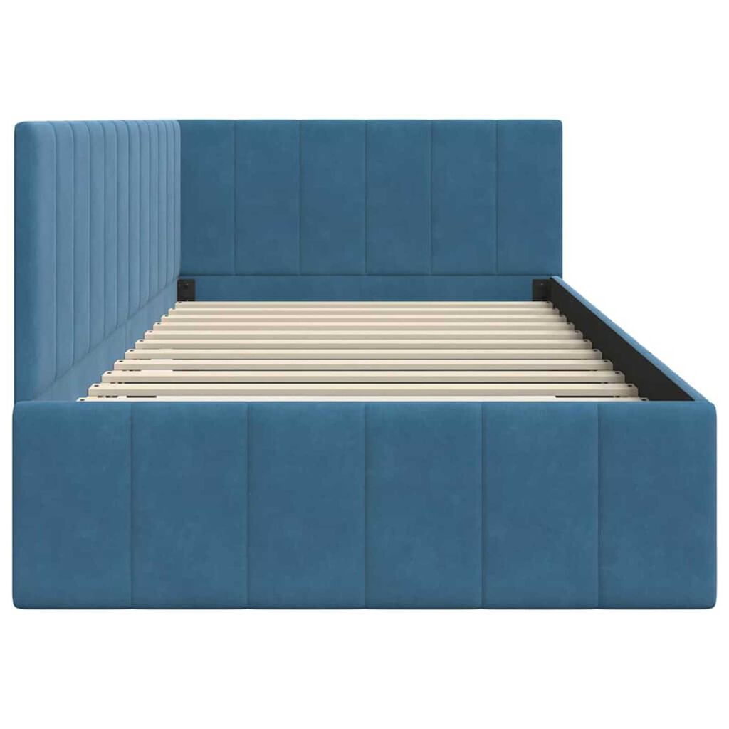 vidaXL Κρεβάτι Γωνίας με κεφαλάρι Μπλε 100 x 200 cm Βελούδο