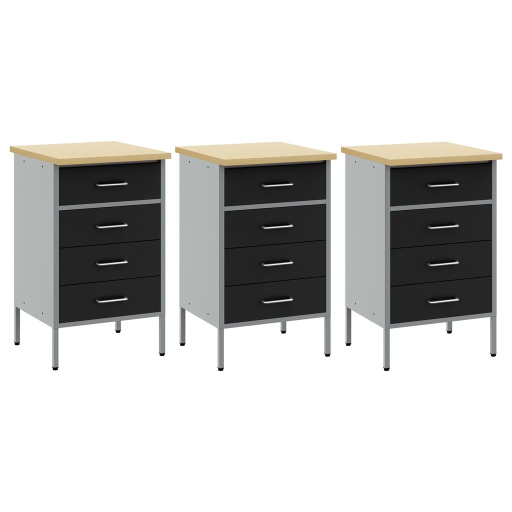 vidaXL Ντουλάπα Εργασίας 3 pcs Μαύρο και Γκρι 150 x 55 x 85 εκ