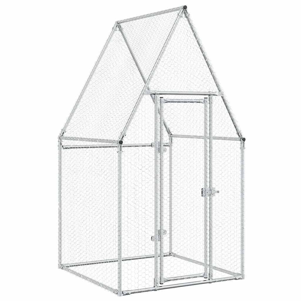 vidaXL Κοτέτσι - Κλουβί Ασημί 100x100x190 εκ. από Γαλβανισμένο Χάλυβα