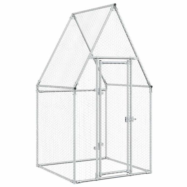 vidaXL Κοτέτσι - Κλουβί Ασημί 100x100x190 εκ. από Γαλβανισμένο Χάλυβα