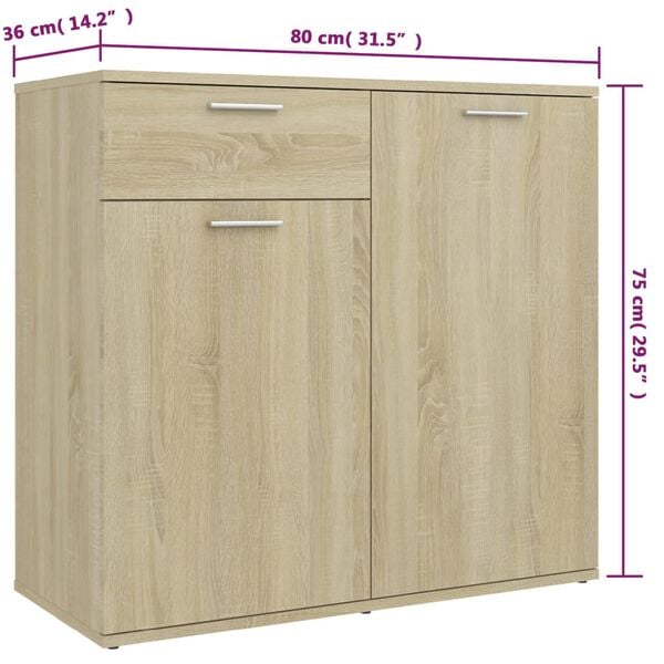 vidaXL Μπουφές Sonoma Δρυς 160 x 36 x 75 εκ. από Επεξ. Ξύλο