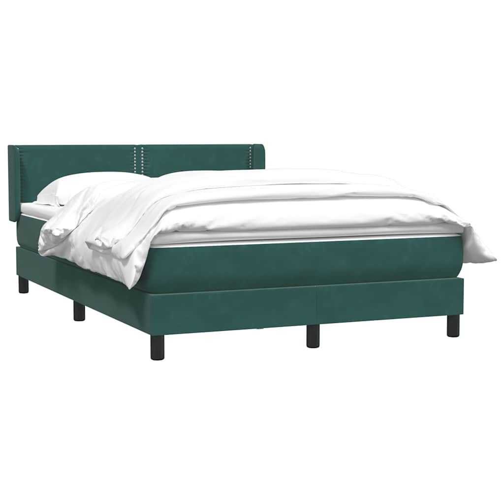 vidaXL Box Spring Κρεβάτι με στρώμα Σκούρο πράσινο 140x220cm Βελούδινο
