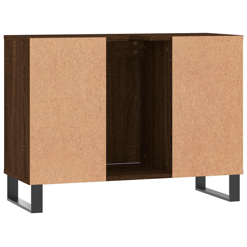 vidaXL Ντουλάπι Μπάνιου Καφέ Δρυς 80 x 33 x 60 εκ. Επεξεργασμένο Ξύλο