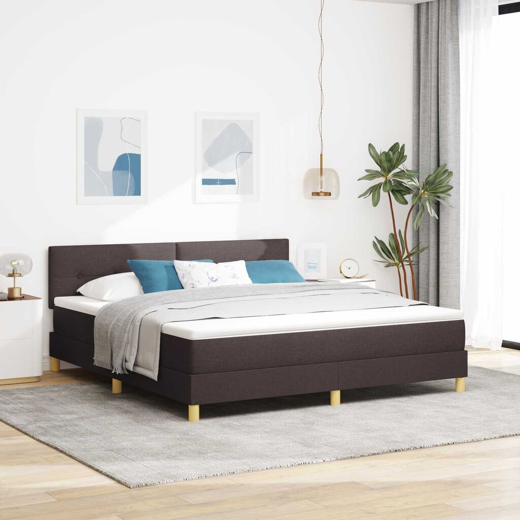 vidaXL Κρεβάτι με ελατήρια με Ματress & LED Καφέ 180x200 εκ. Ύφασμα