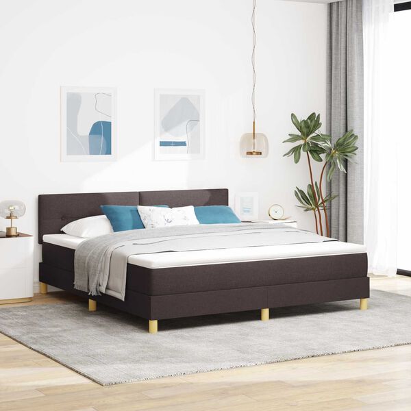 vidaXL Κρεβάτι με ελατήρια με Ματress & LED Καφέ 180x200 εκ. Ύφασμα
